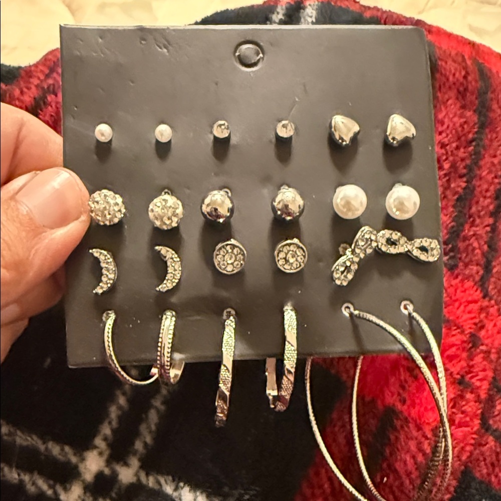 Elegant Silver and Pearl Earring Set